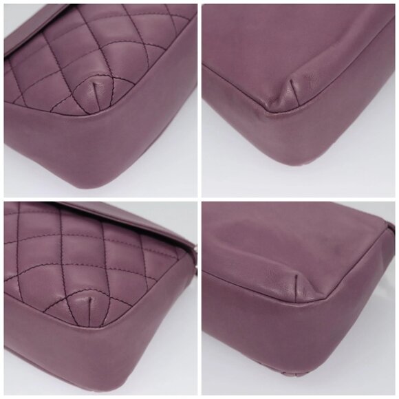 CHANEL Matelasse Chain Shoulder Bag Lamb Skin Purple CC Auth 110303AV - Picture 14 of 16